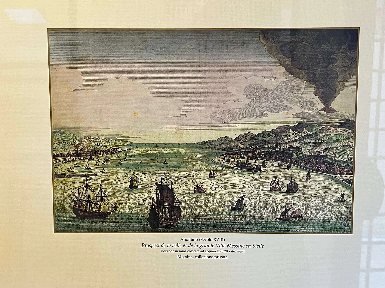 Strait of Messina, reproduction of eighteenth century anonymous, color print, 1950s 2