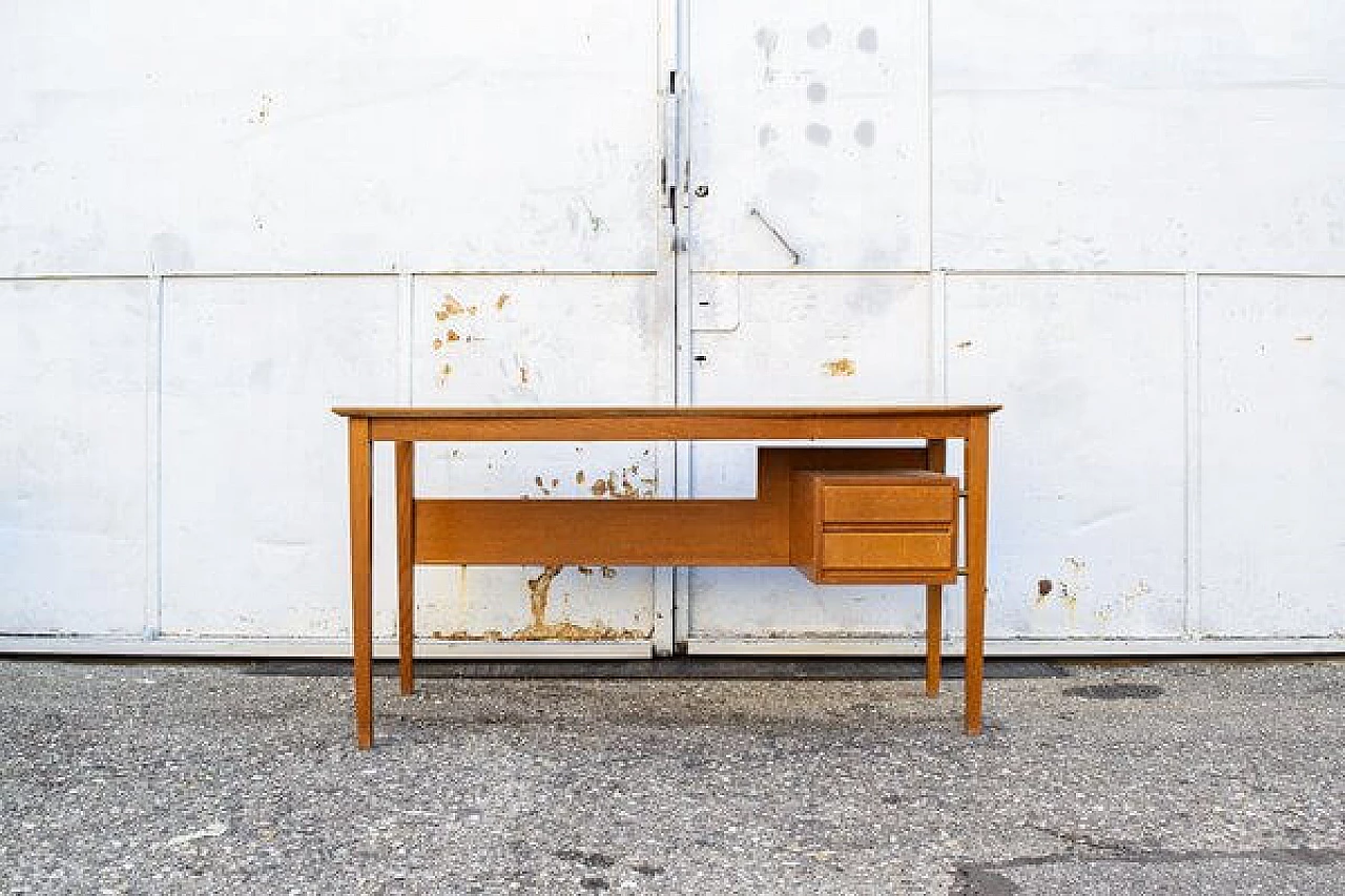 Wooden desk with two drawers, 1950s 1