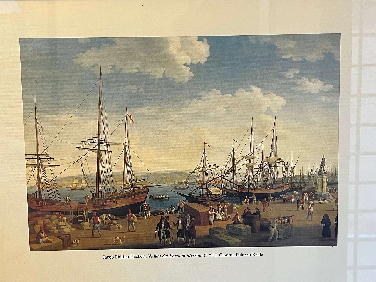Port of Messina, reproduction of Jacob Philipp Hackert, color print, 1950s 4