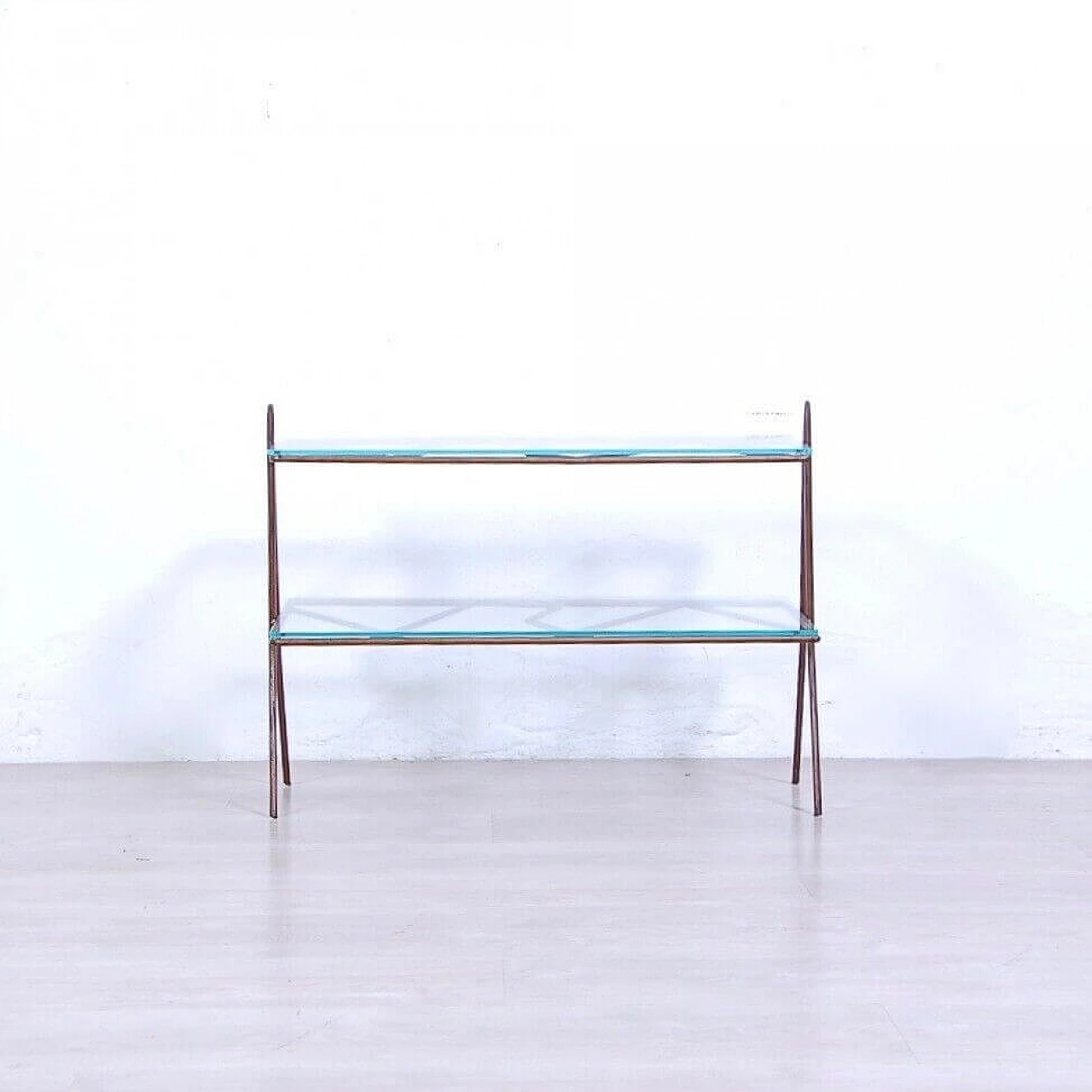 Iron coffee table with double glass top, 1950s 6