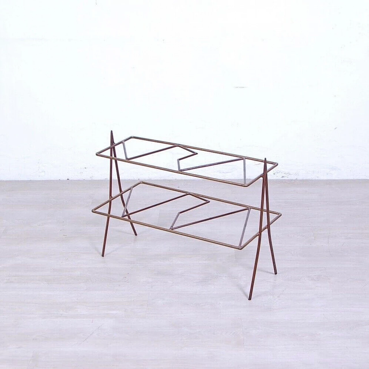 Iron coffee table with double glass top, 1950s 12