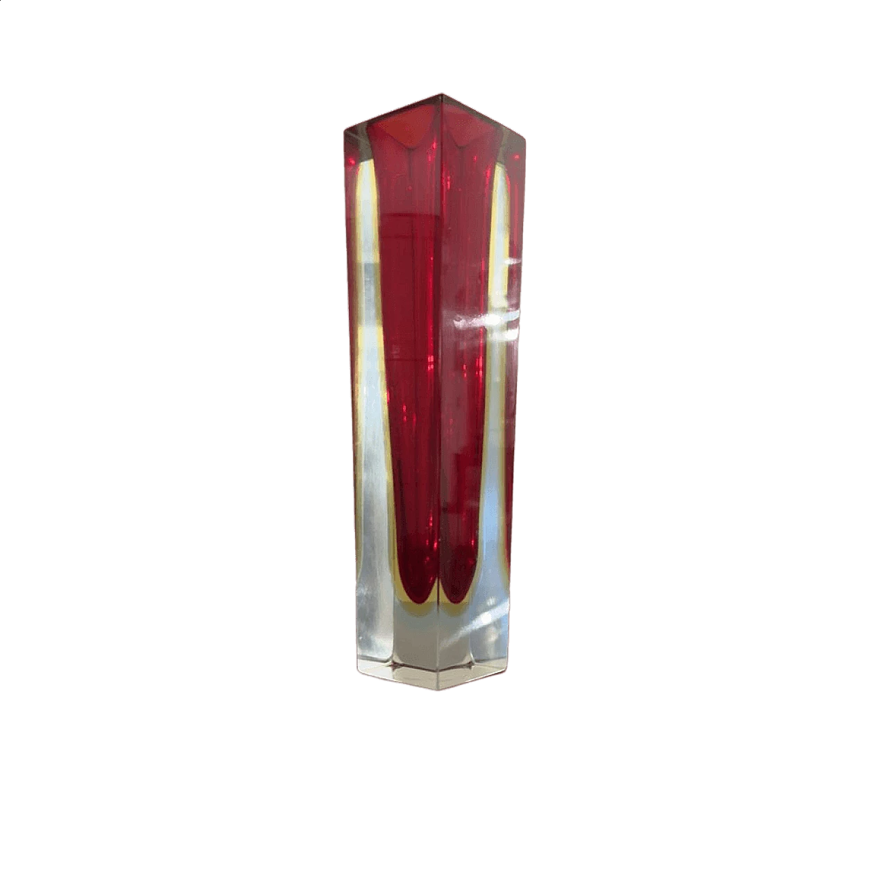 Red, yellow and blue submerged glass vase, 1970s 4