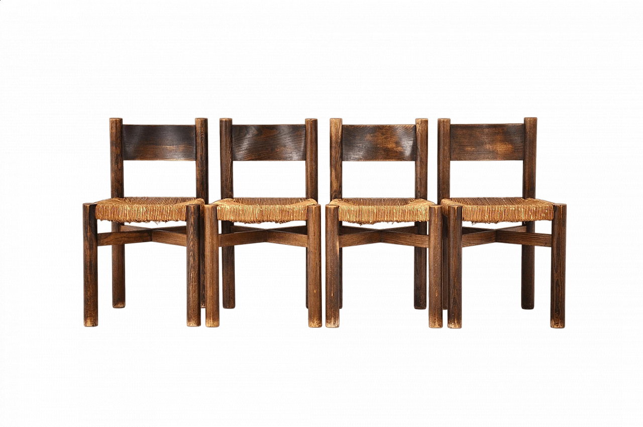 4 Meribel chairs by Charlotte Perriand for Steph Simon, 1950s 14