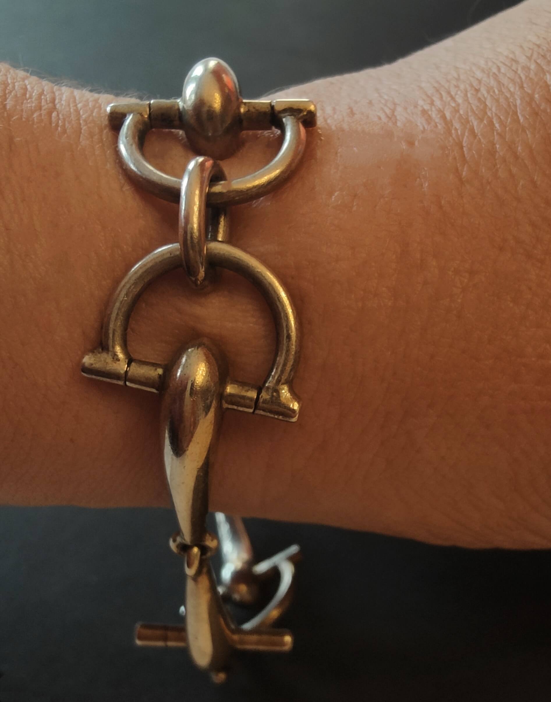 Gucci Gold Horsebit Bracelet with Brown Enamel - Bracelets - Jewelry