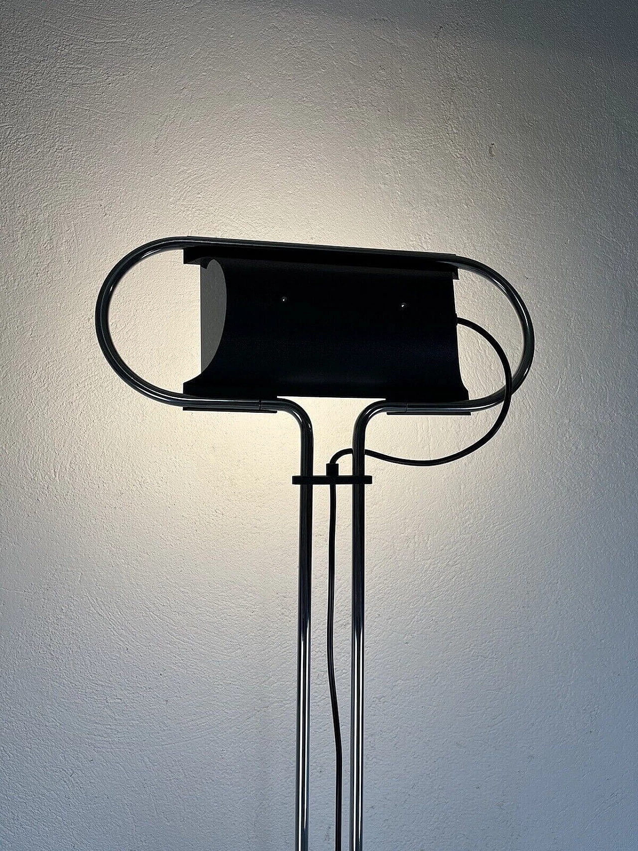 Steel and black varnished metal adjustable floor lamp, 1980s 2