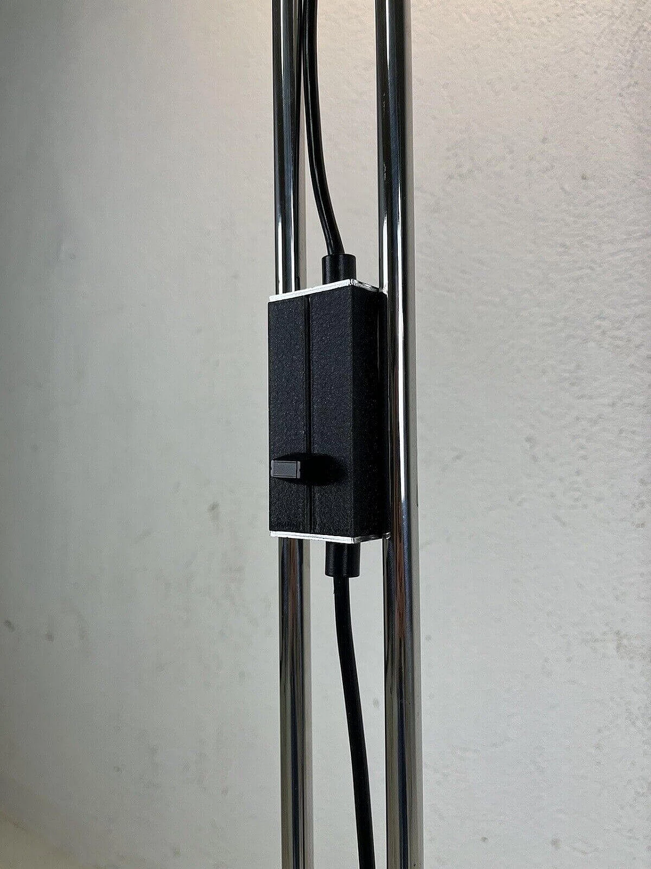 Steel and black varnished metal adjustable floor lamp, 1980s 3