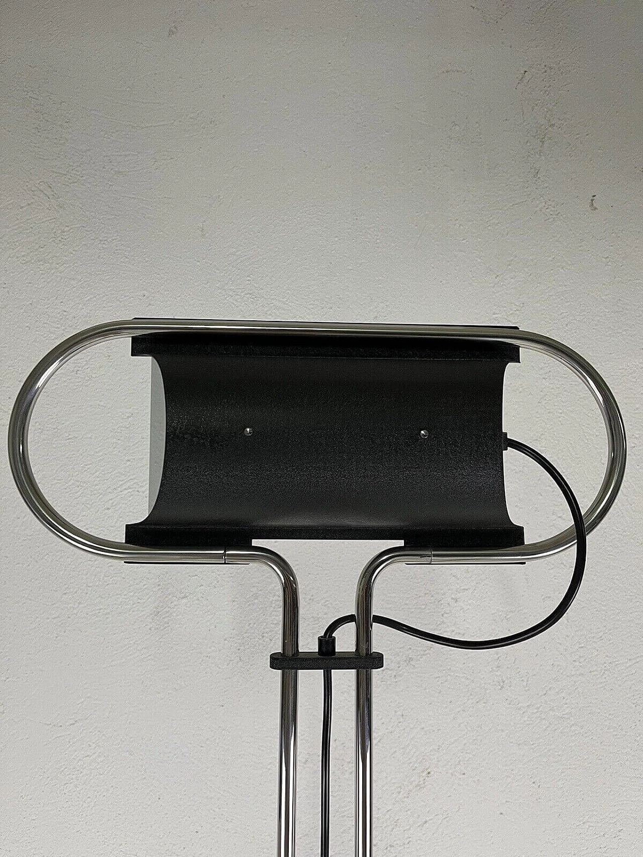 Steel and black varnished metal adjustable floor lamp, 1980s 10