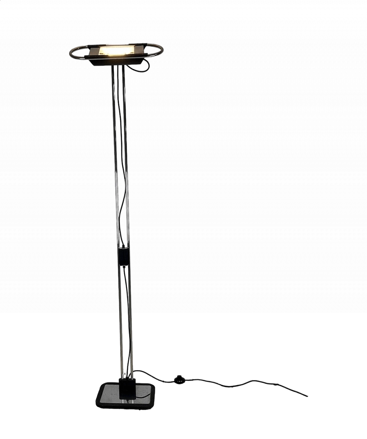 Steel and black varnished metal adjustable floor lamp, 1980s 14