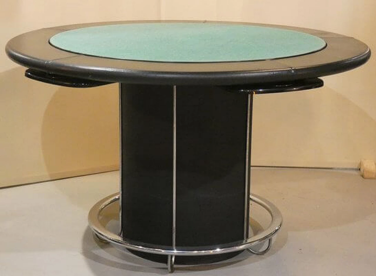 Leather and steel game table, 1970s 1