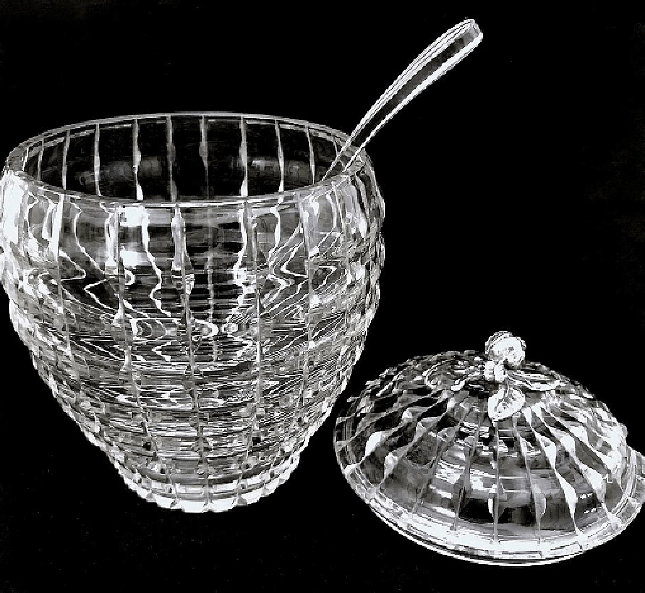 Crystal punch bowl with ladle, 1960s 6