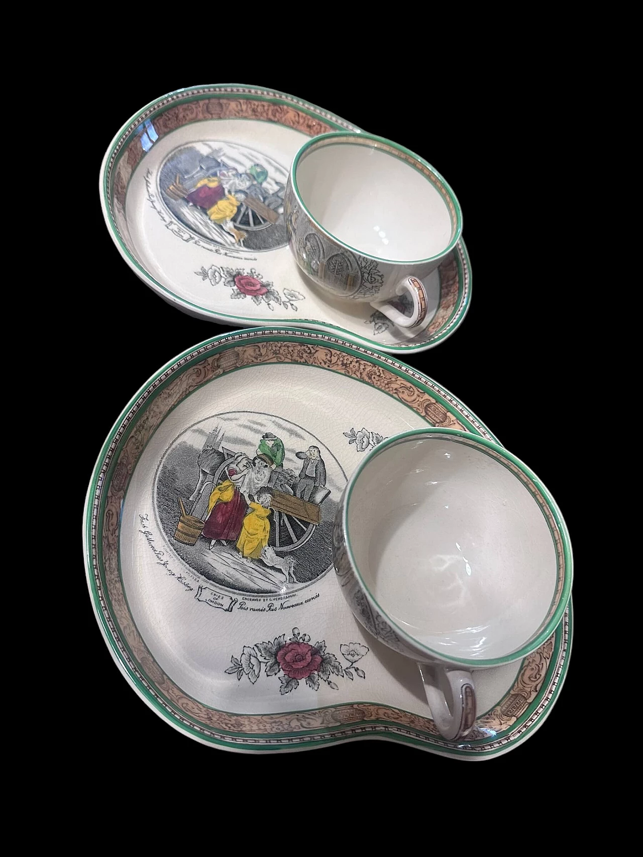 Pair of tea cups with biscuit saucers, 1960s 4