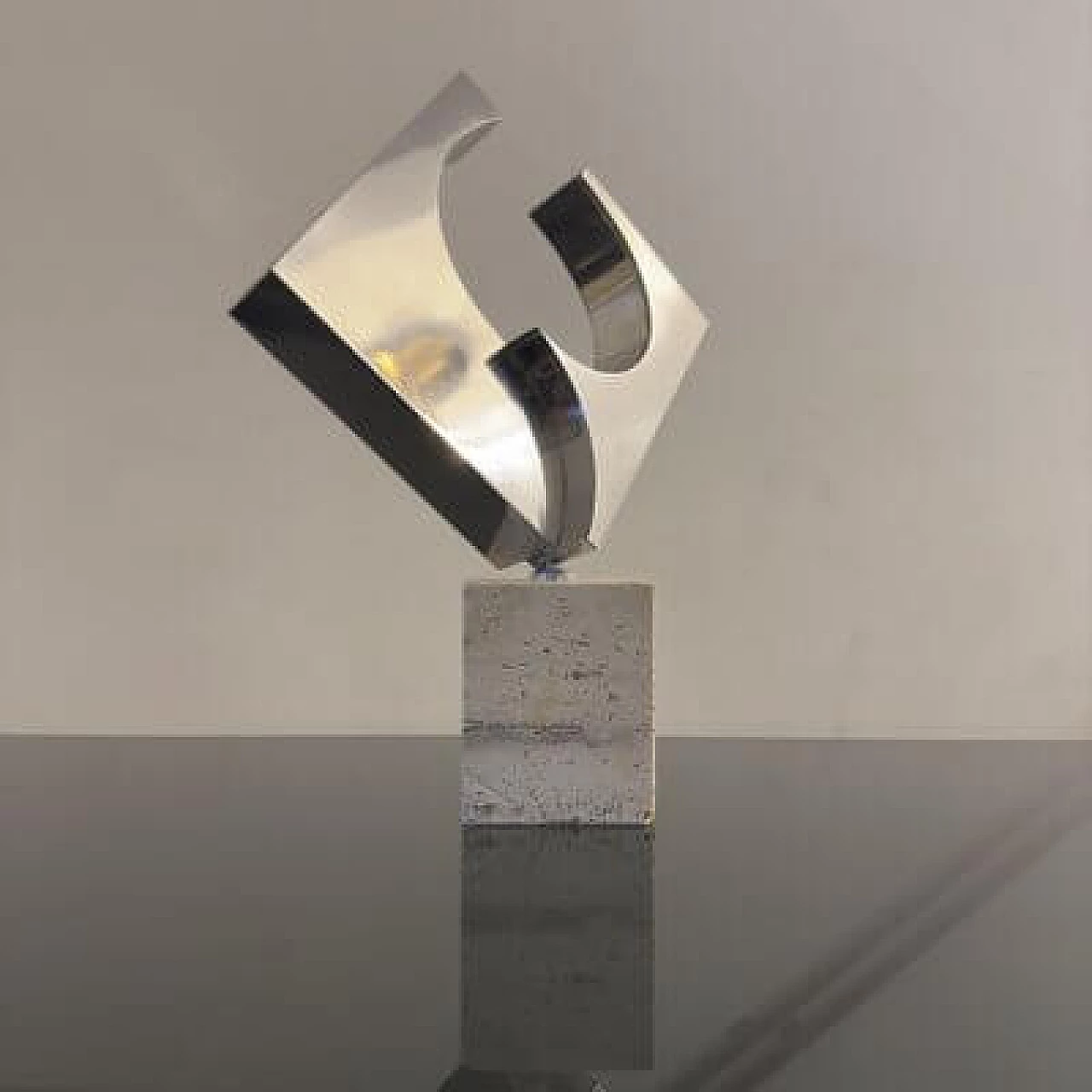 Steel and travertine sculpture by Carmelo Cappello, 1970s 2