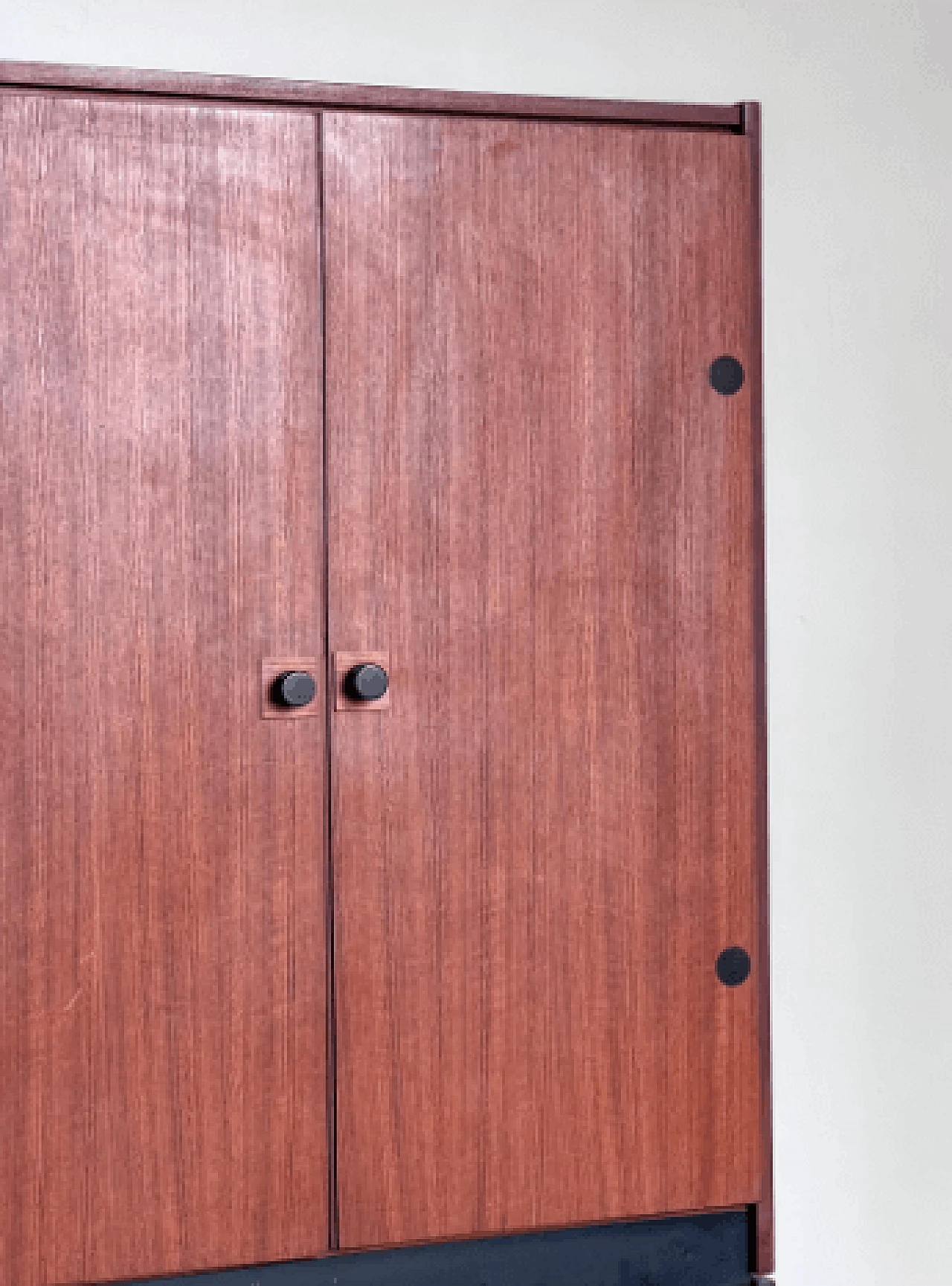 Walnut modular wardrobe with black details, 1970s 3