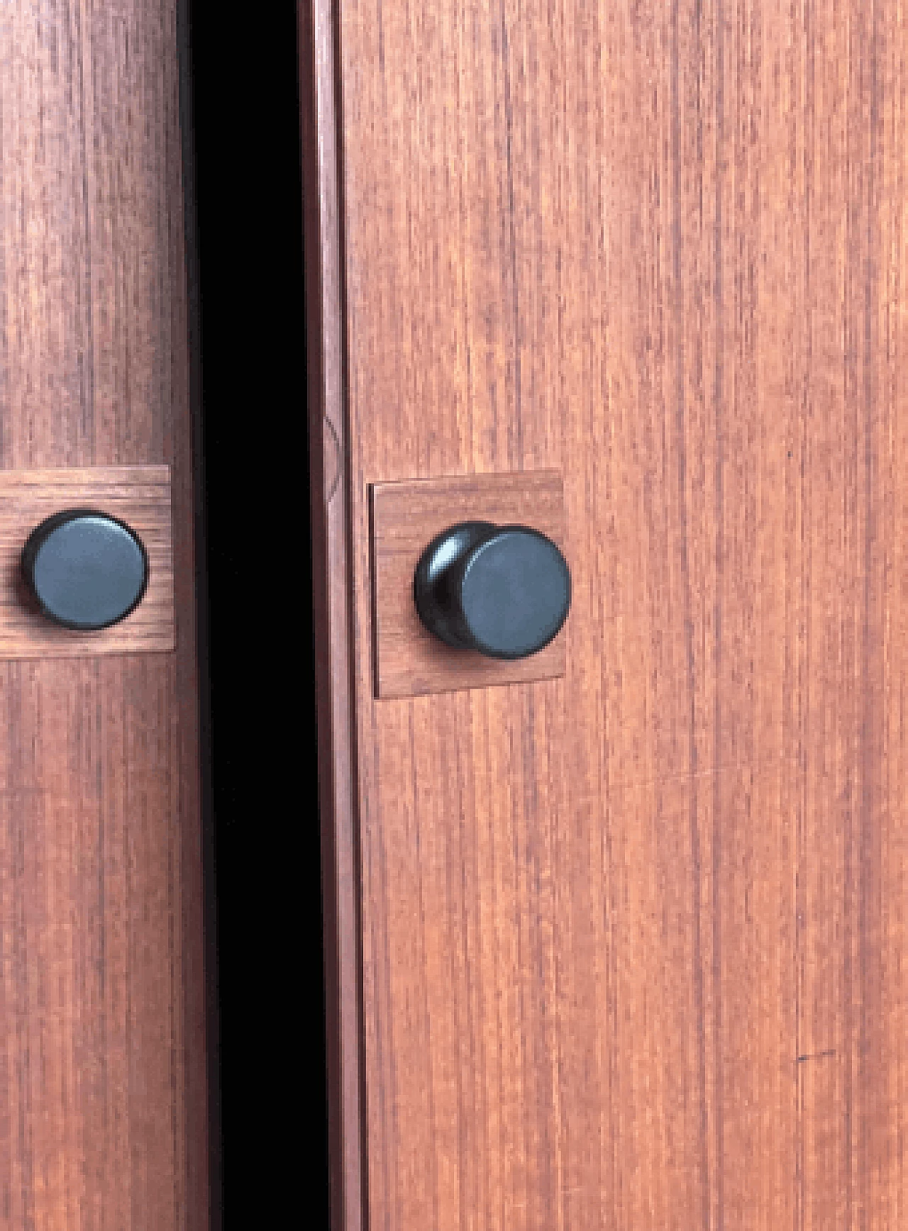 Walnut modular wardrobe with black details, 1970s 4