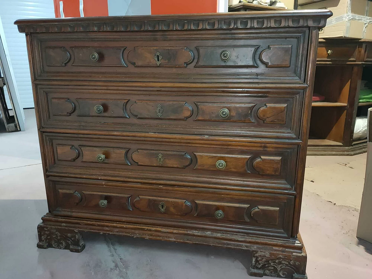 Bergamo Baroque style solid walnut flap desk, 1960s 1