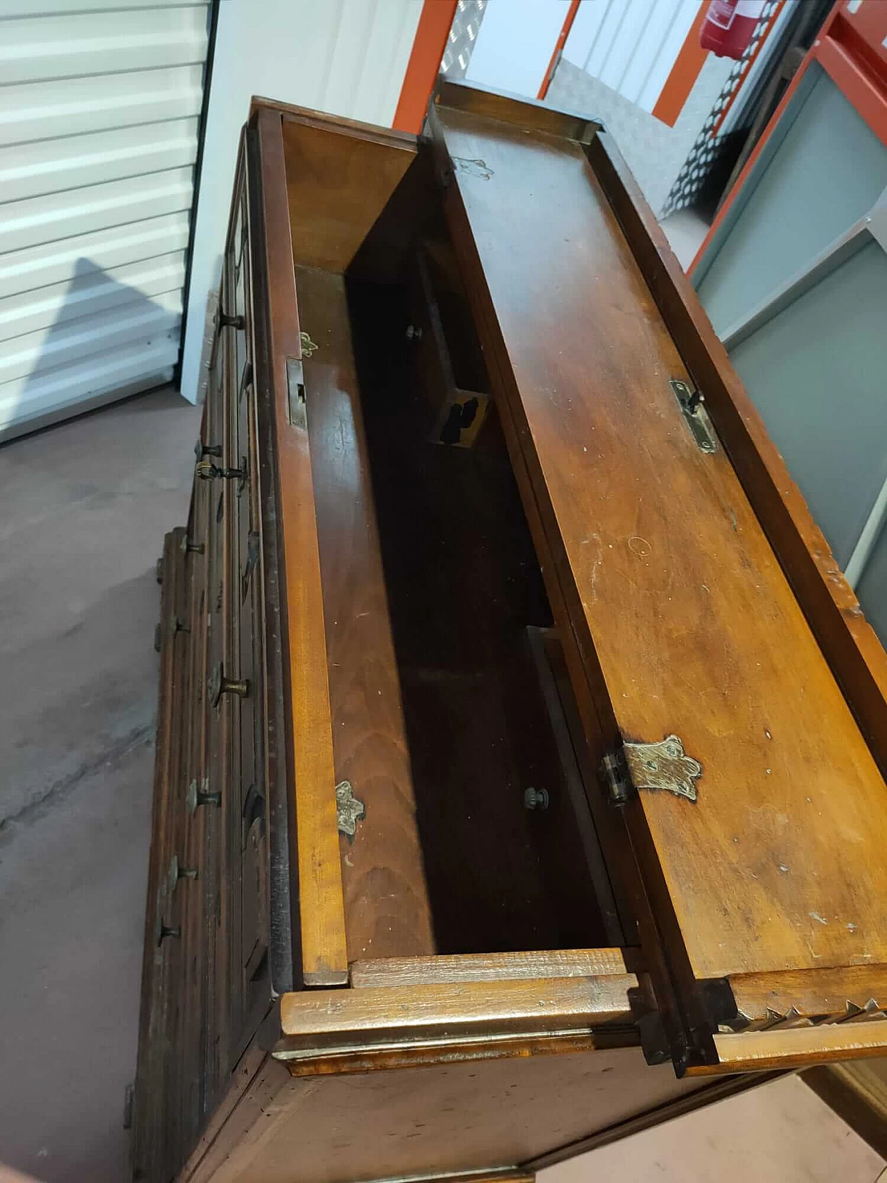 Bergamo Baroque style solid walnut flap desk, 1960s 4