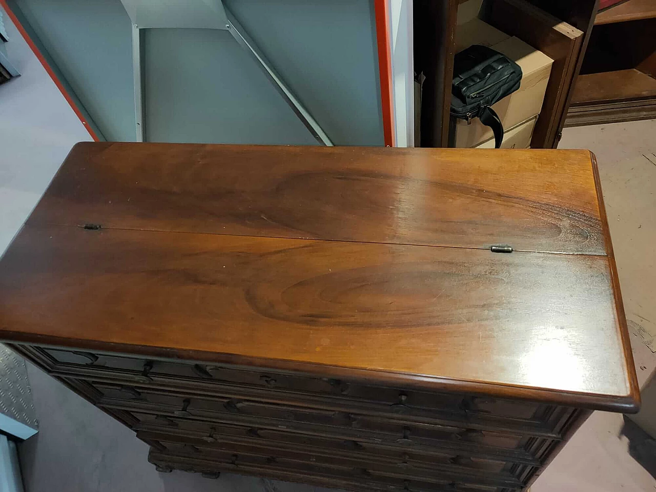 Bergamo Baroque style solid walnut flap desk, 1960s 6