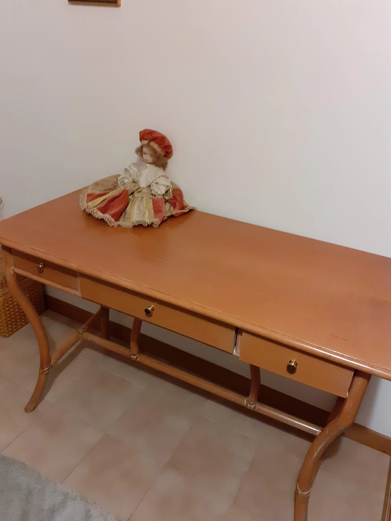 Wood, bamboo and rattan desk by Gervasoni, 1980s 2