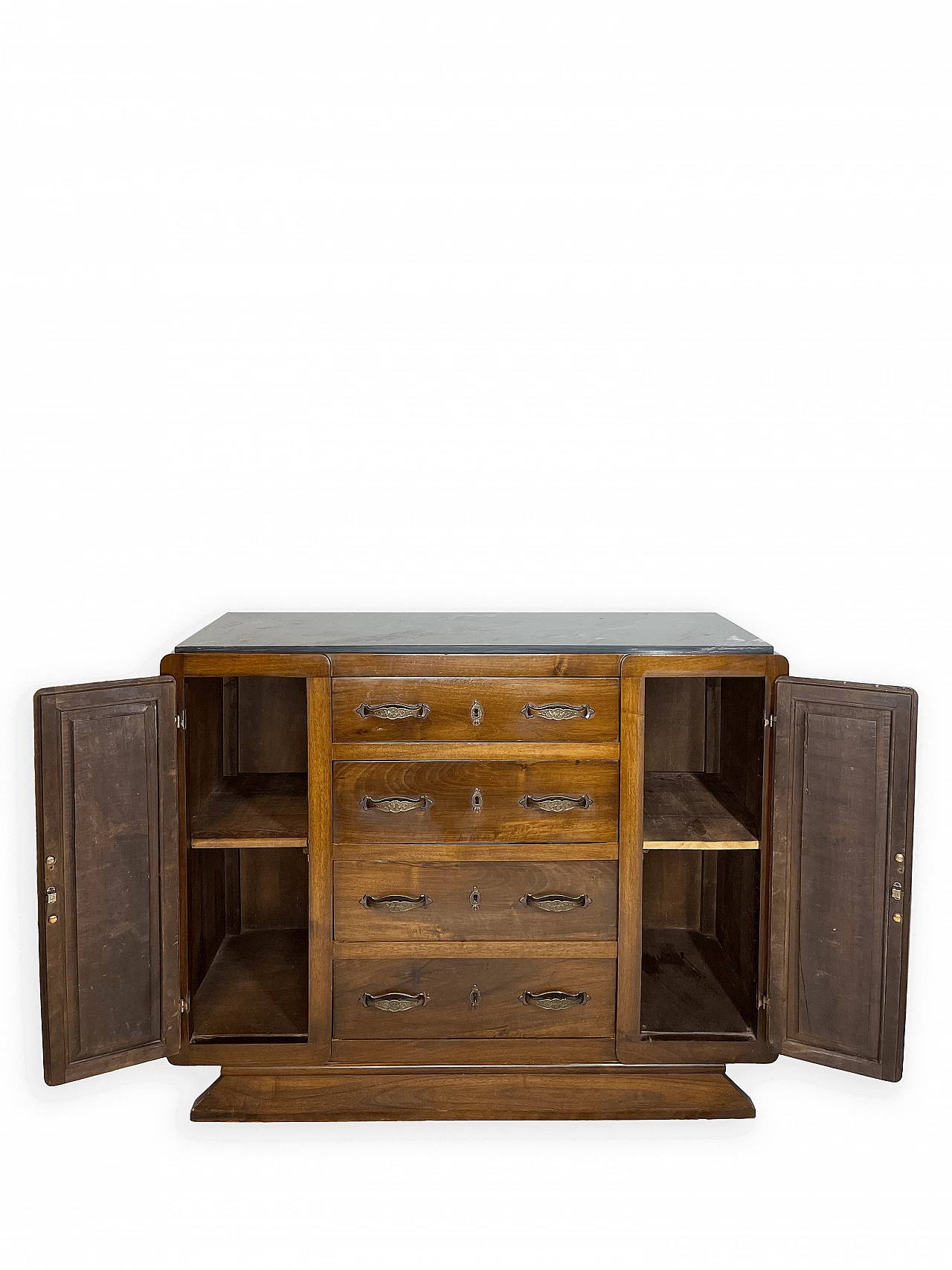 Piedmontese carved walnut and black marble sideboard, early 20th century 11