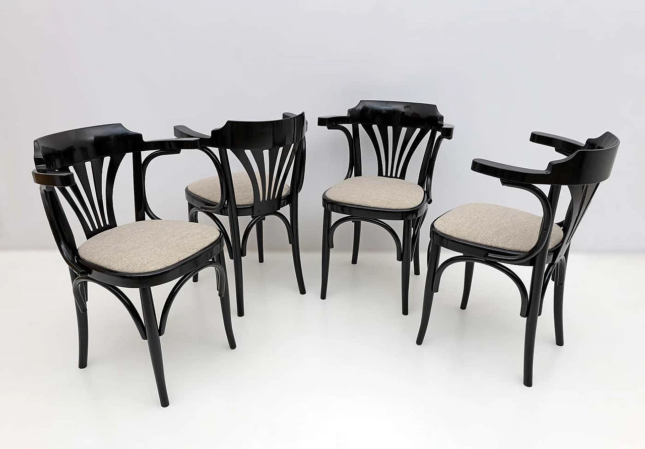 4 Bistro ebonized beech chairs, 1970s 2