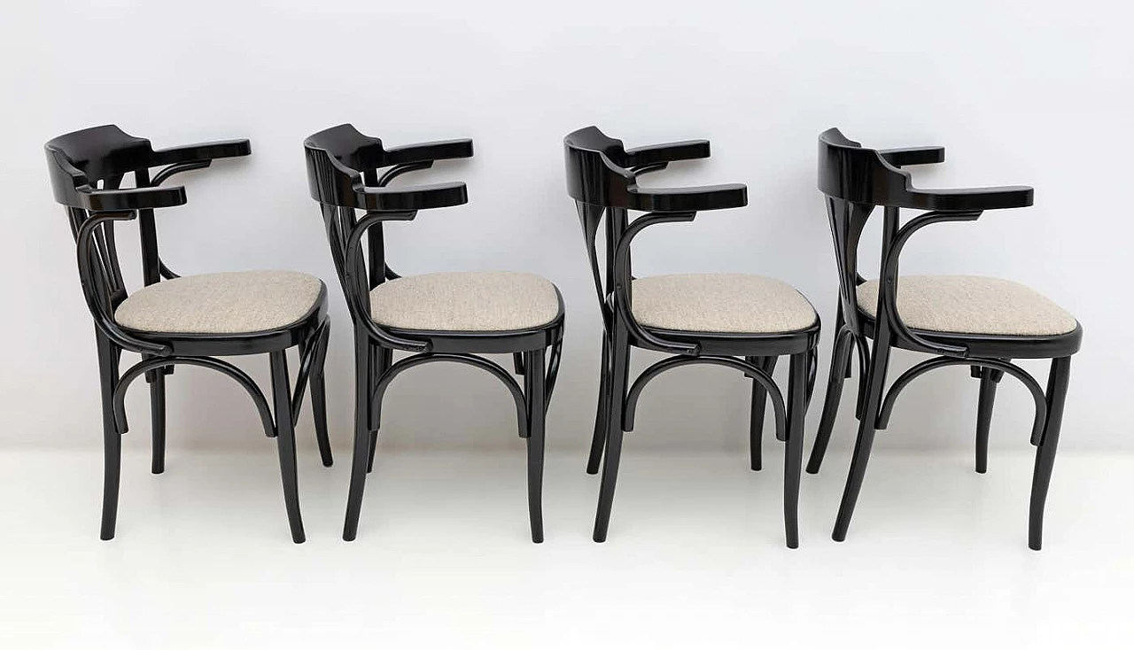 4 Bistro ebonized beech chairs, 1970s 7