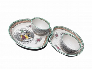Pair of tea cups with biscuit saucers, 1960s