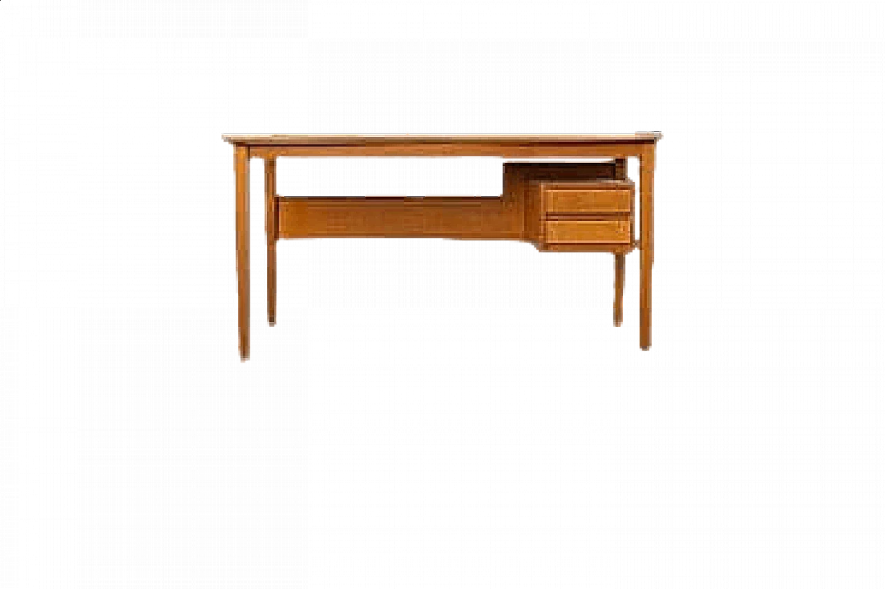 Wooden desk with two drawers, 1950s 9