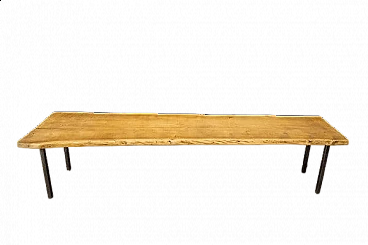 Oak table with metal structure, 2000s