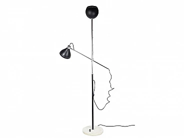 Chrome-plated metal floor lamp with marble base, 1960s