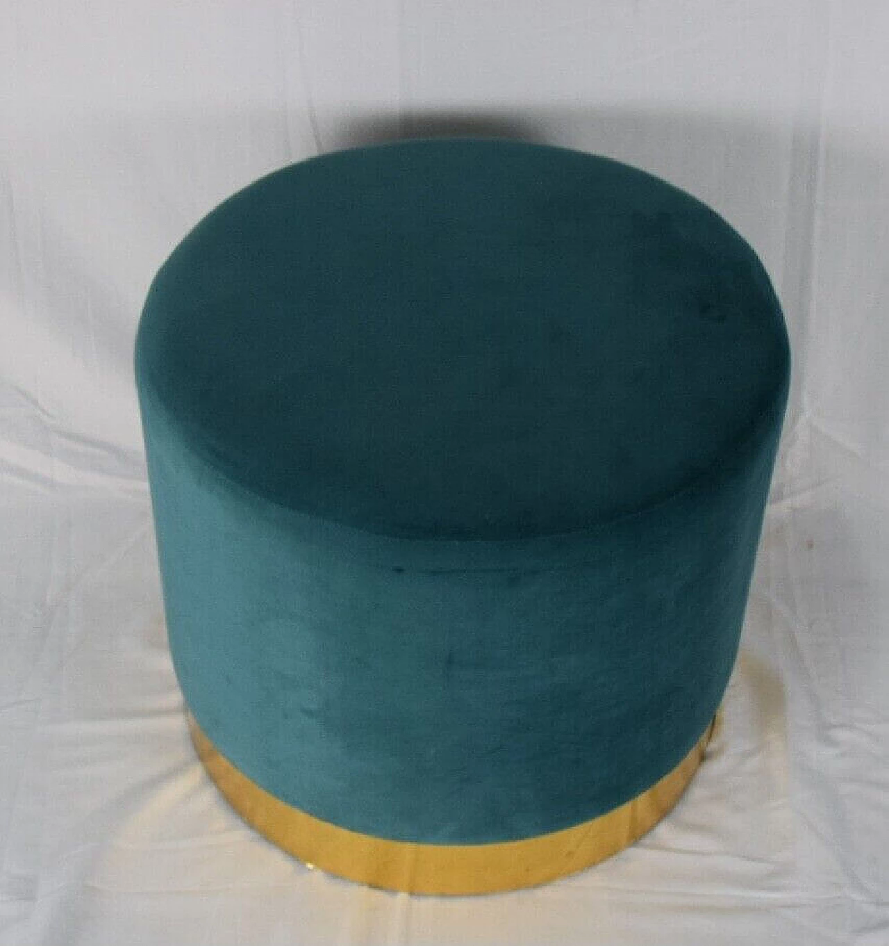 Velvet pouf with plywood frame, mid-19th century 2