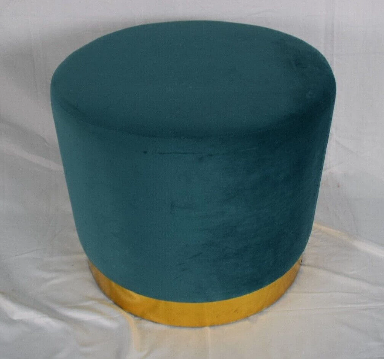 Velvet pouf with plywood frame, mid-19th century 3