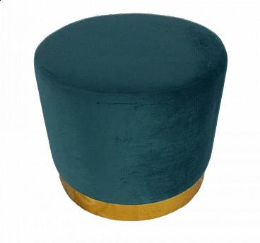 Velvet pouf with plywood frame, mid-19th century