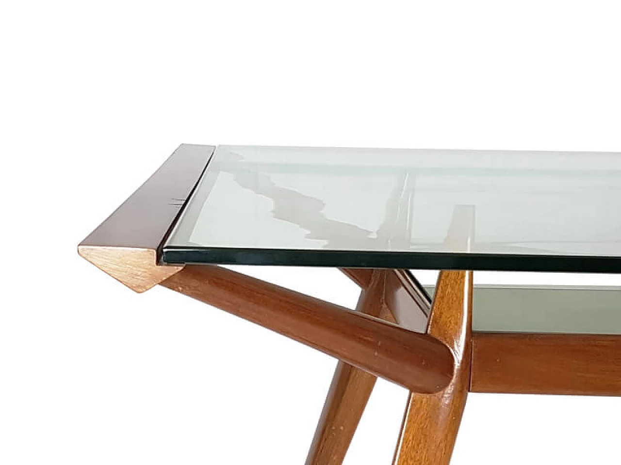 Dining table in beech wood and glass by ISA Bergamo, 1950s 4