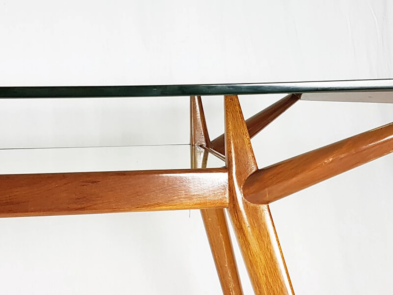 Dining table in beech wood and glass by ISA Bergamo, 1950s 5