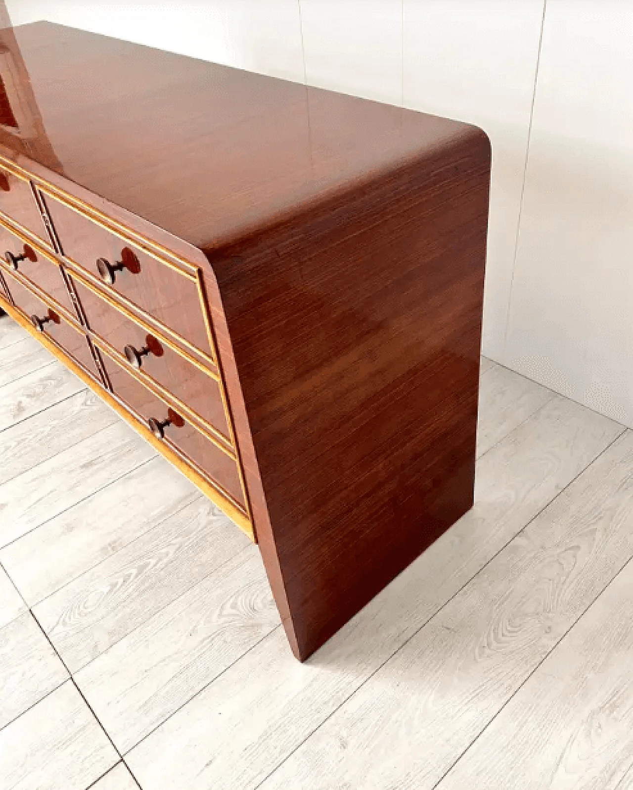 Wood and brass storage cabinet by Paolo Buffa, 1950s 9