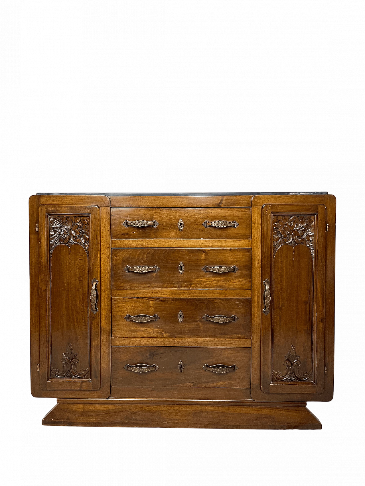 Piedmontese carved walnut and black marble sideboard, early 20th century 18