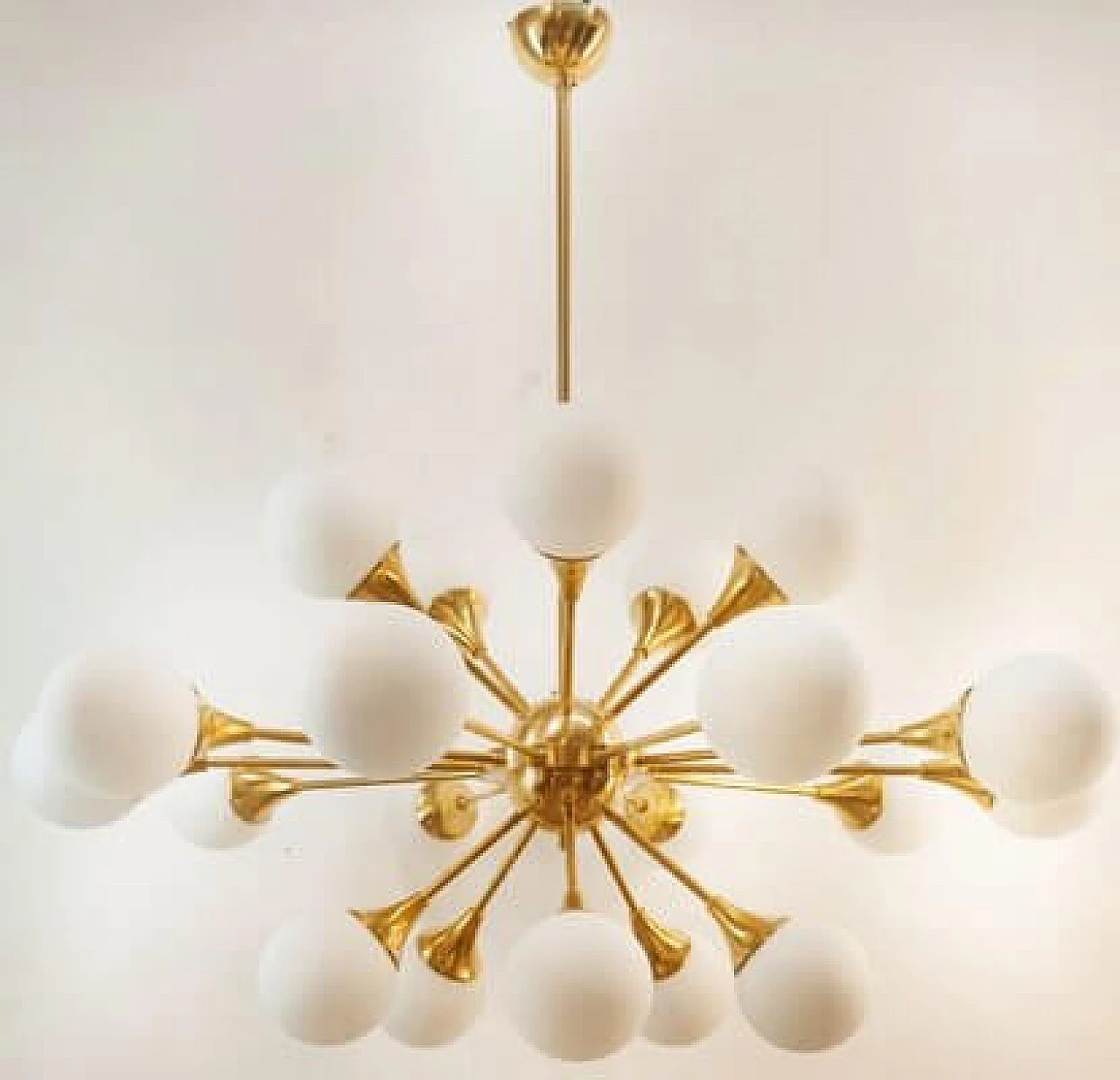 Twenty-light brass and glass Sputnik chandelier, 1970s 1