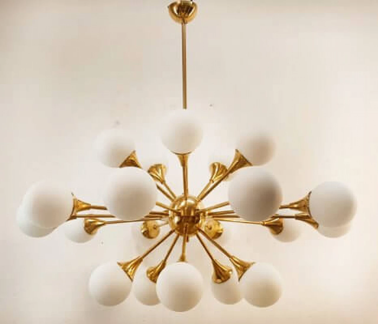 Twenty-light brass and glass Sputnik chandelier, 1970s 2