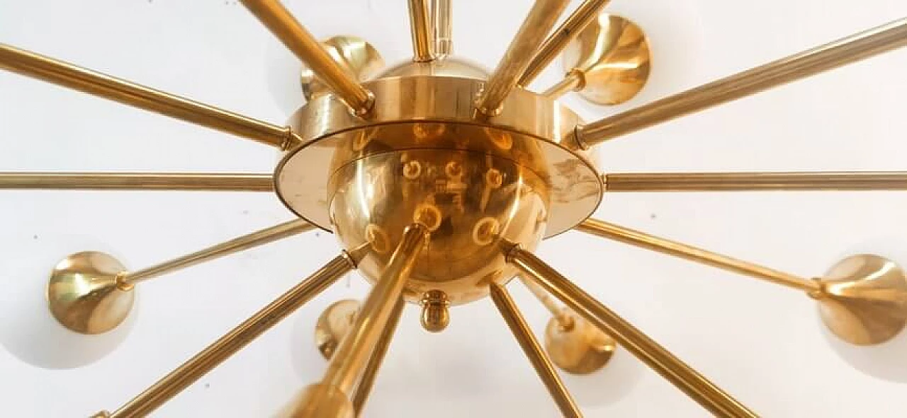 Twenty-light brass and glass Sputnik chandelier, 1970s 10