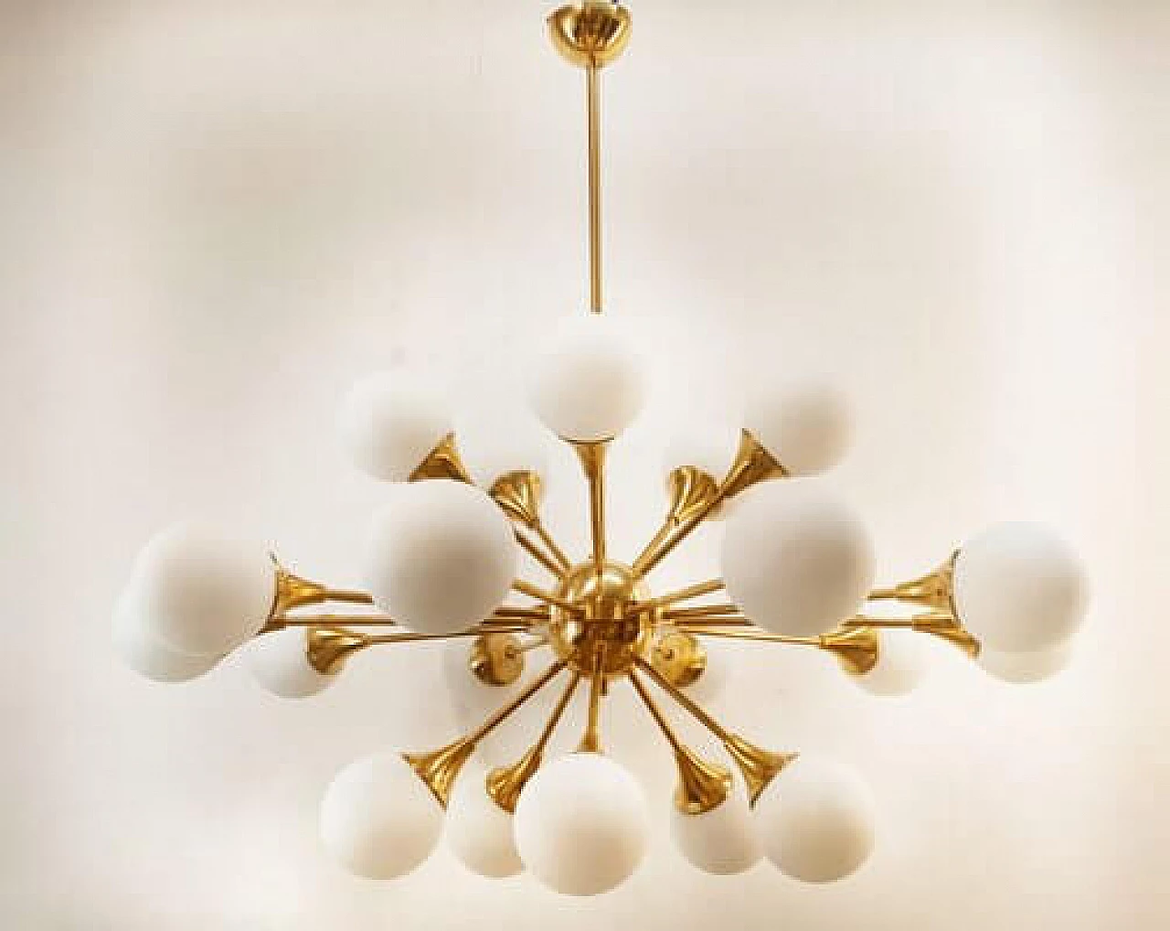 Twenty-light brass and glass Sputnik chandelier, 1970s 19