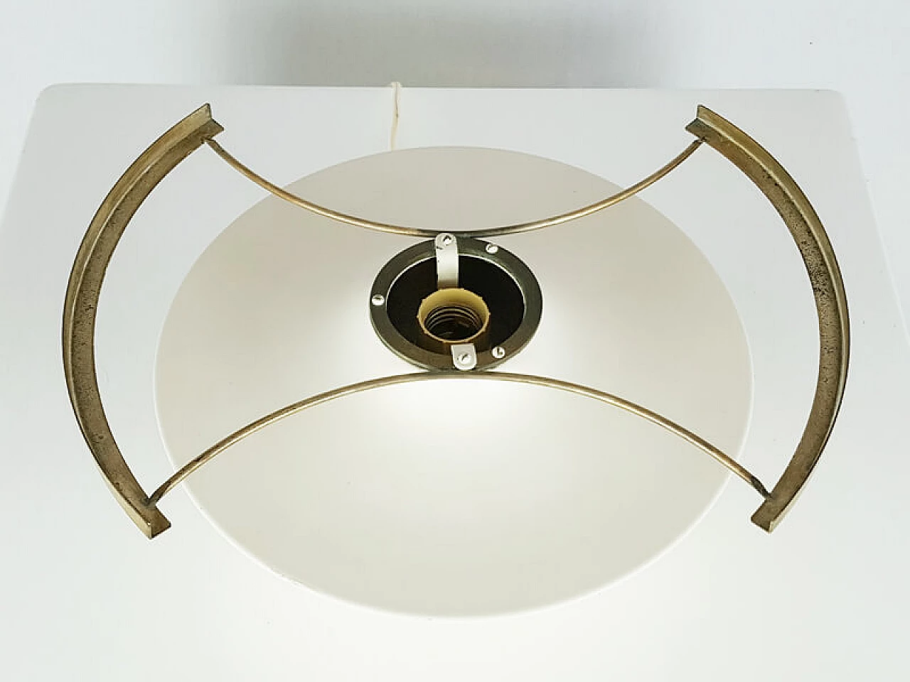 Aluminium and brass table lamp with acrylic glass shade, 1960s 4