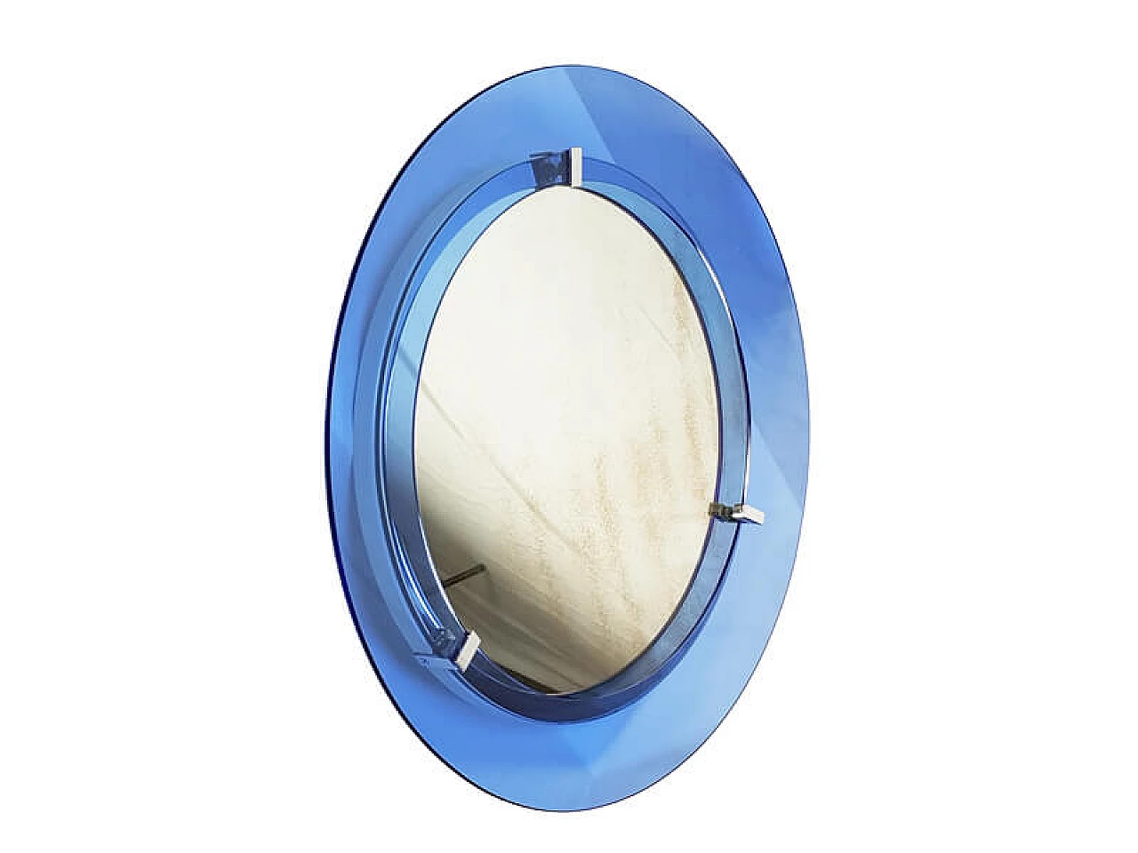 Chromed metal and blue glass mirror by Veca, 1960s 7