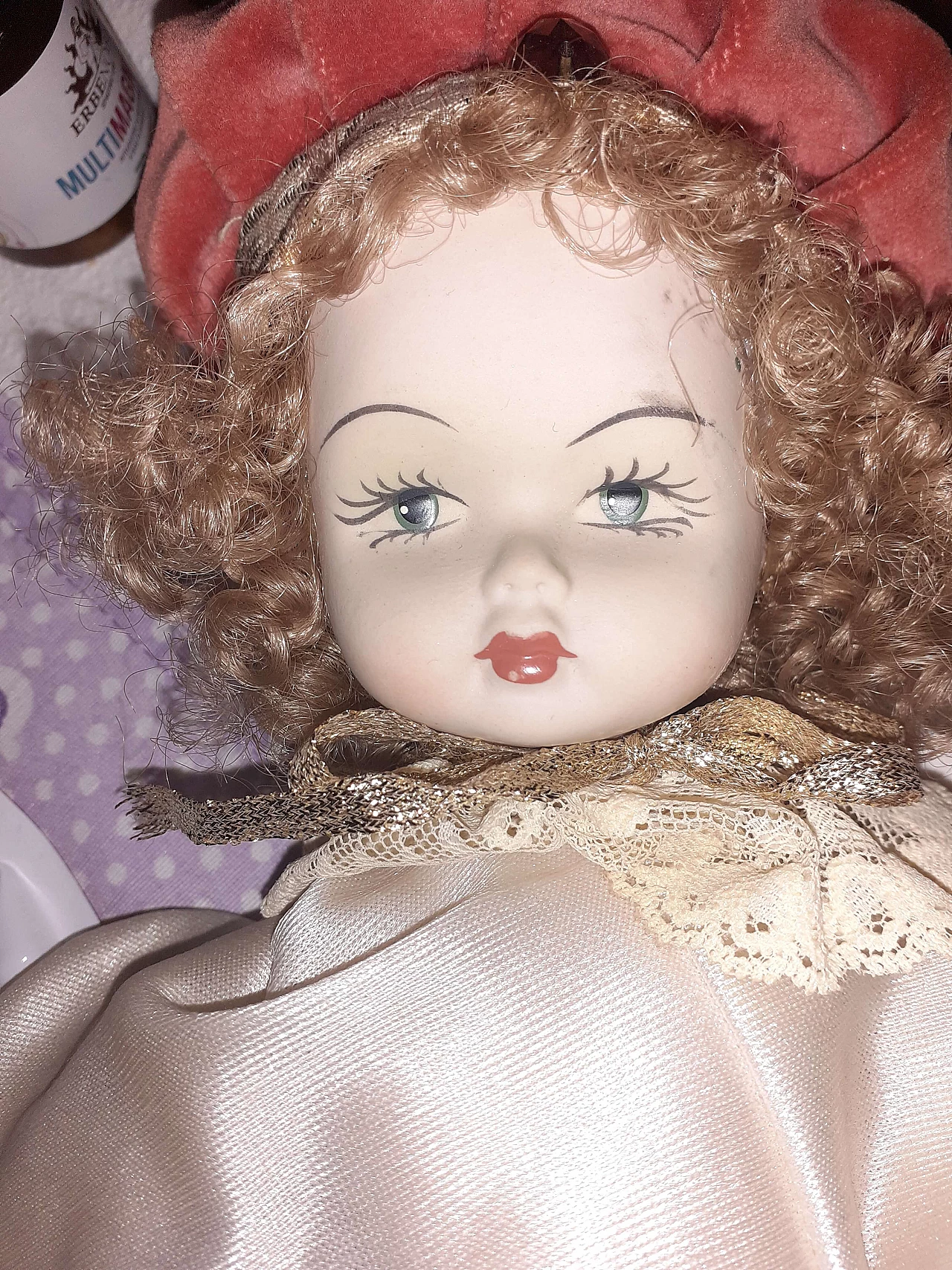 Capodimonte ceramic and fabric doll, 1980s 3