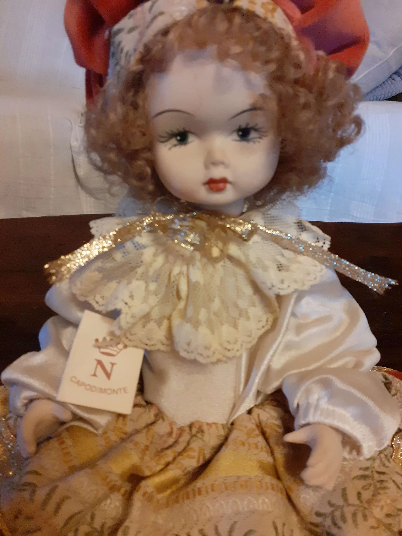 Capodimonte ceramic and fabric doll, 1980s 4