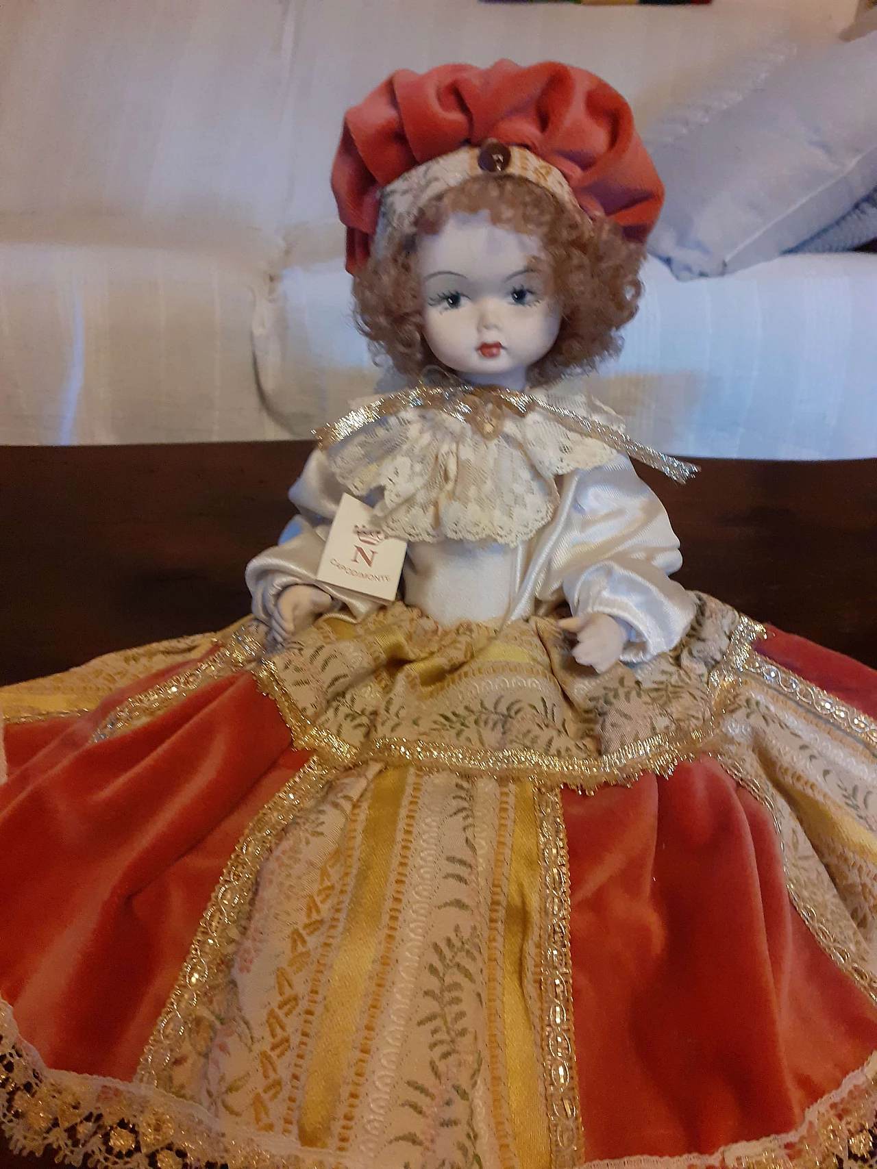 Capodimonte ceramic and fabric doll, 1980s 6