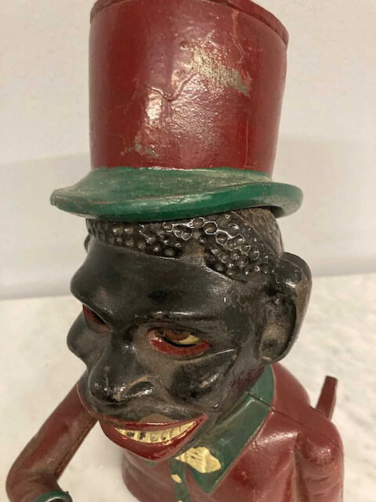 Hand-painted cast-iron money box with mechanism, early 20th century 4