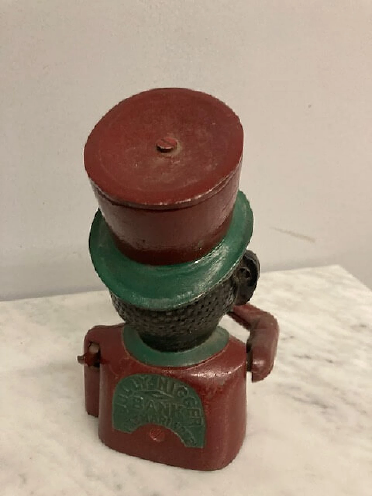 Hand-painted cast-iron money box with mechanism, early 20th century 7