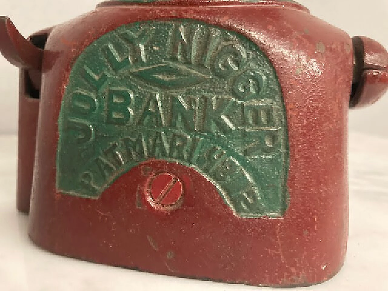 Hand-painted cast-iron money box with mechanism, early 20th century 8