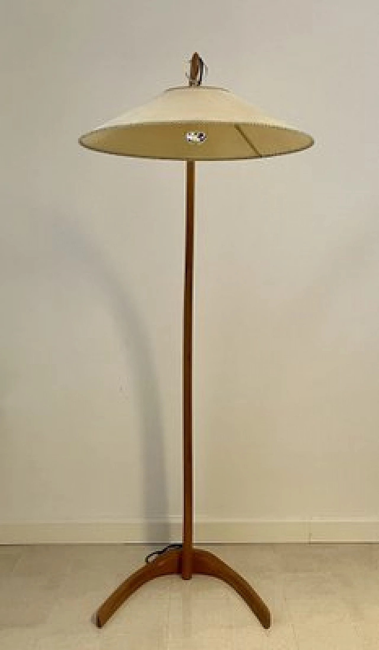 Bent beech and parchment arched floor lamp, 1950s 3