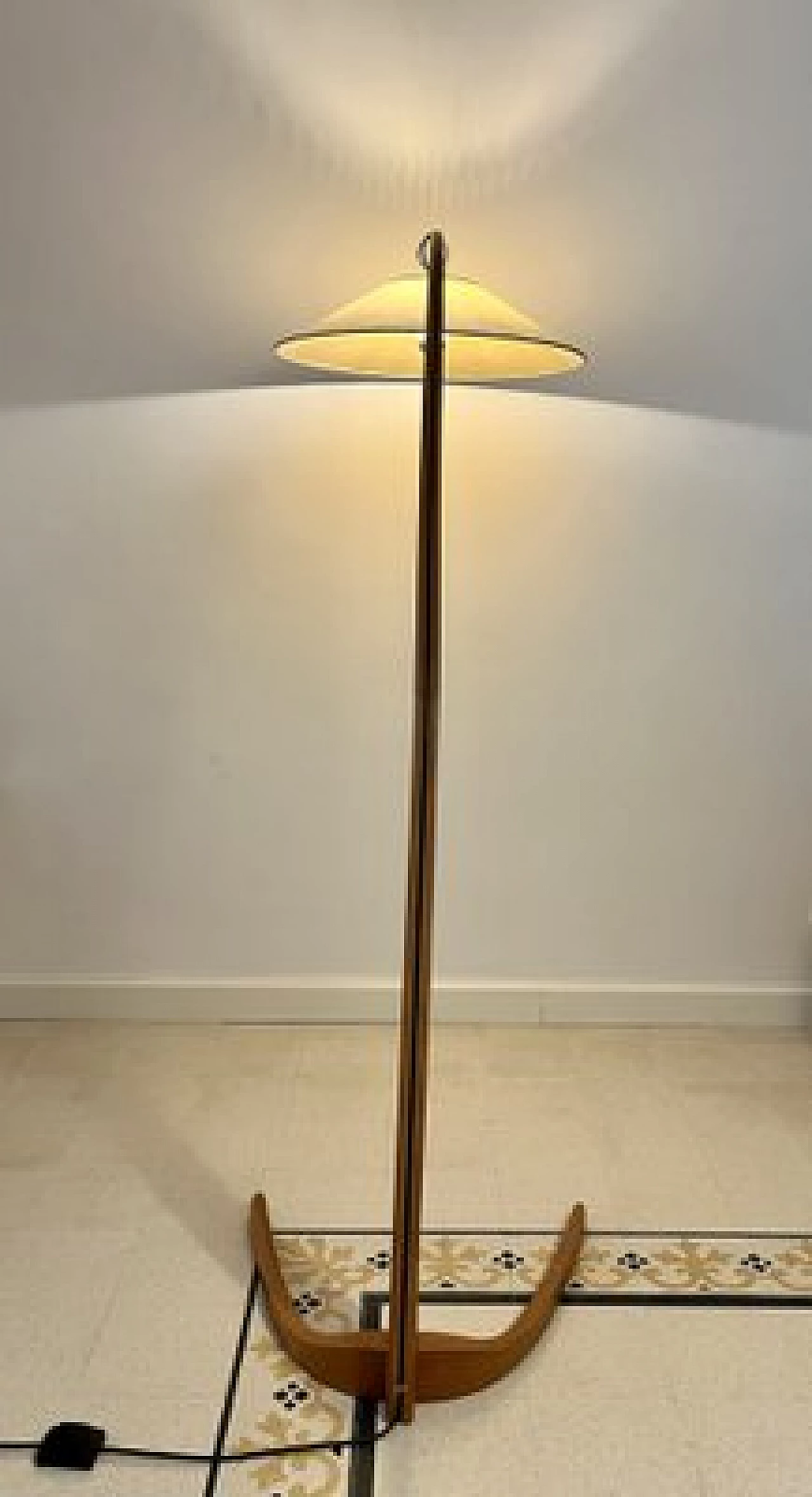 Bent beech and parchment arched floor lamp, 1950s 13